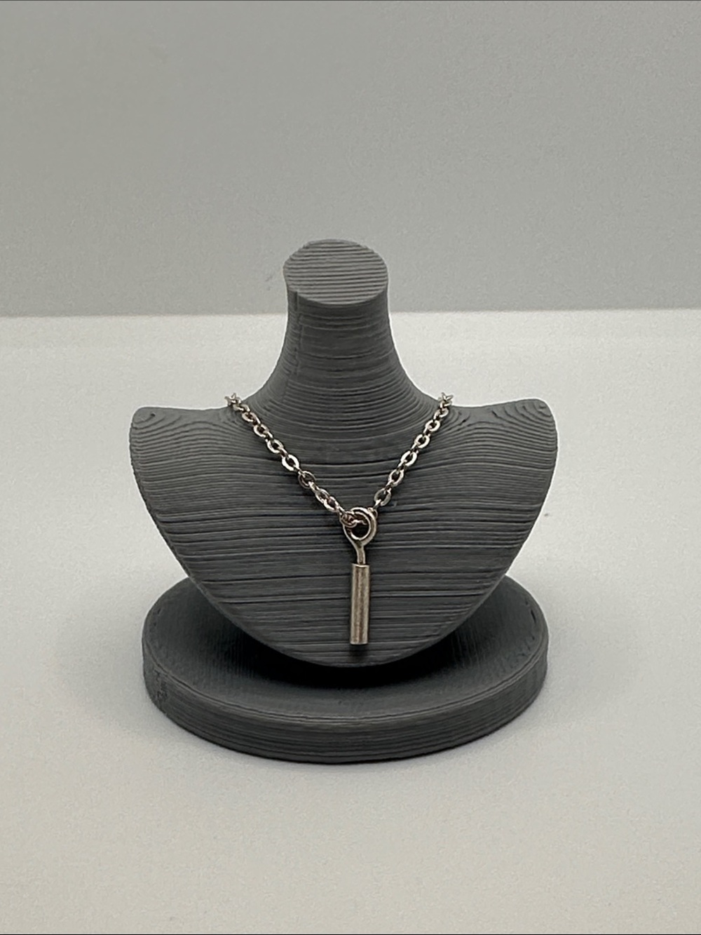 Sterling Silver Bar Pendant Chain Necklace - 1:6 scale Barbie doll jewelry